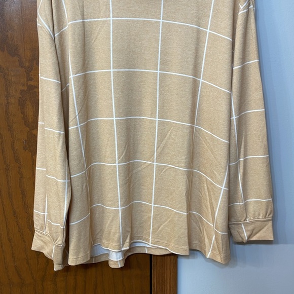 LANE BRYANT NWT Size 18/20 Tan White Relaxed Long-Sleeve Funnel-Neck Sweatshirt - Picture 5 of 12